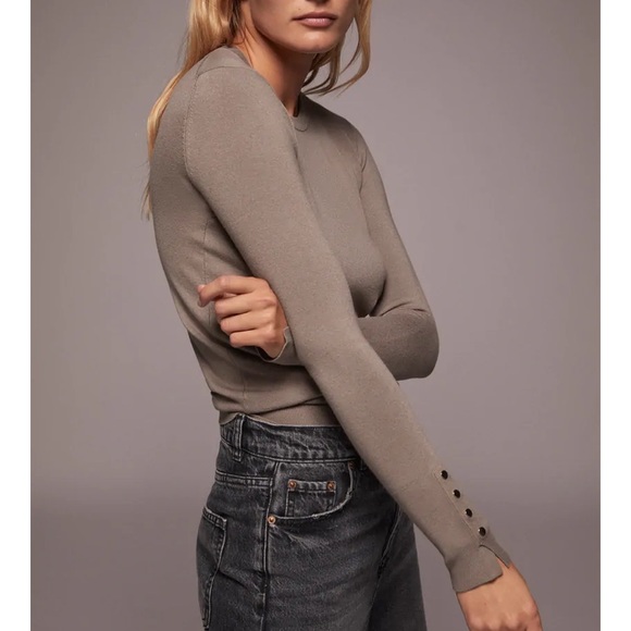 Zara // Grey Crewneck Sweater Gold Buttons Small